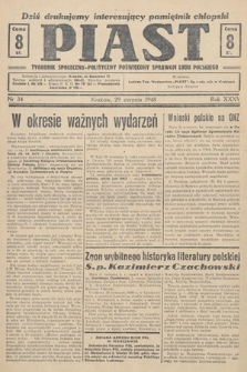 Piast : tygodnik społeczno-polityczny poświęcony sprawom ludu polskiego. 1948, nr 34