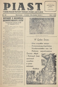 Piast : tygodnik społeczno-polityczny poświęcony sprawom ludu polskiego. 1948, nr 52