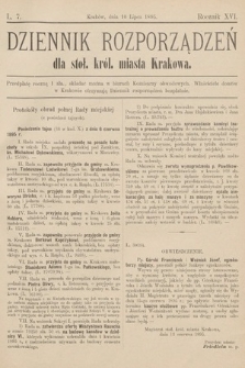 Dziennik Rozporządzeń dla Stoł. Król. Miasta Krakowa. 1895, L. 7