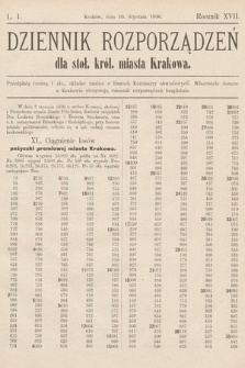 Dziennik Rozporządzeń dla Stoł. Król. Miasta Krakowa. 1896, L. 1
