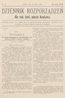 Dziennik Rozporządzeń dla Stoł. Król. Miasta Krakowa. 1896, L. 3