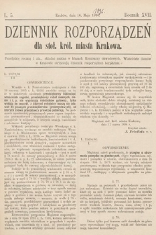 Dziennik Rozporządzeń dla Stoł. Król. Miasta Krakowa. 1896, L. 5