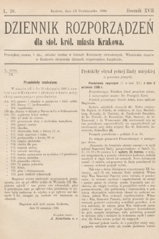 Dziennik Rozporządzeń dla Stoł. Król. Miasta Krakowa. 1896, L. 10