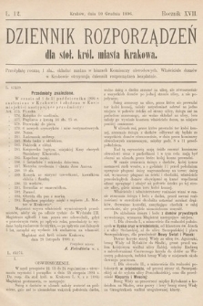 Dziennik Rozporządzeń dla Stoł. Król. Miasta Krakowa. 1896, L. 12