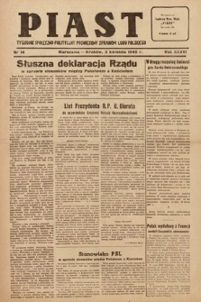 Piast : tygodnik społeczno-polityczny poświęcony sprawom ludu polskiego. 1949, nr 14