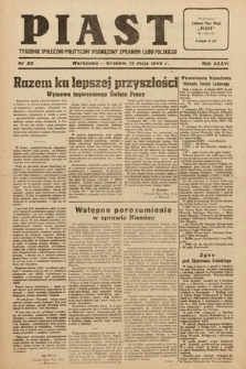 Piast : tygodnik społeczno-polityczny poświęcony sprawom ludu polskiego. 1949, nr 20