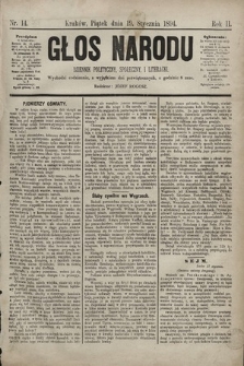Głos Narodu : dziennik polityczny, społeczny i literacki. 1894, nr 14