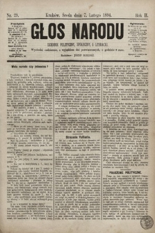 Głos Narodu : dziennik polityczny, społeczny i literacki. 1894, nr 29