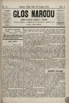 Głos Narodu : dziennik polityczny, społeczny i literacki. 1894, nr 47