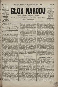 Głos Narodu : dziennik polityczny, społeczny i literacki. 1894, nr 94