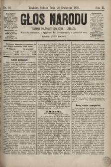 Głos Narodu : dziennik polityczny, społeczny i literacki. 1894, nr 96