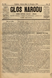 Głos Narodu : dziennik polityczny, społeczny i literacki. 1894, nr 181