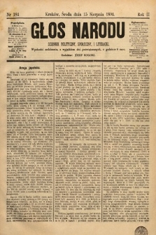 Głos Narodu : dziennik polityczny, społeczny i literacki. 1894, nr 184