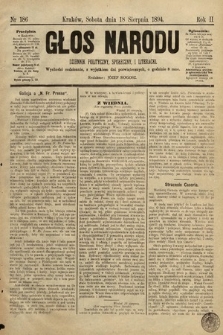 Głos Narodu : dziennik polityczny, społeczny i literacki. 1894, nr 186
