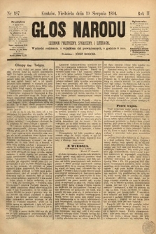 Głos Narodu : dziennik polityczny, społeczny i literacki. 1894, nr 187