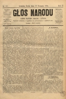 Głos Narodu : dziennik polityczny, społeczny i literacki. 1894, nr 189