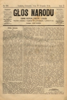 Głos Narodu : dziennik polityczny, społeczny i literacki. 1894, nr 196