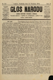 Głos Narodu : dziennik polityczny, społeczny i literacki. 1894, nr 210