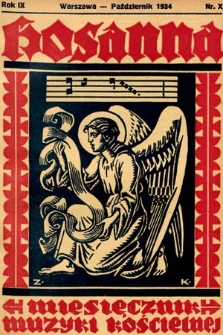 Hosanna : miesięcznik muzyki kościelnej : organ Tow. Muzyki Liturgicznej. 1934, nr 10