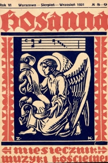 Hosanna : miesięcznik muzyki kościelnej : organ Tow. Muzyki Liturgicznej. 1931, nr 8