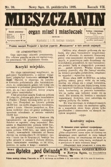 Mieszczanin : organ miast i miasteczek. 1906, nr 20