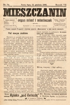 Mieszczanin : organ miast i miasteczek. 1906, nr 24