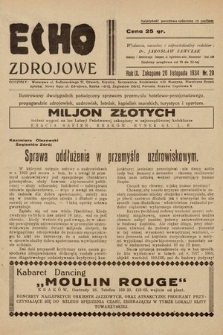 Echo Zdrojowe : ilustrowany dwutygodnik poświęcony sprawom przemysłu hotelowo-pensjonatowego, propagandzie zdrojowisk, uzdrowisk, letnisk, kapielisk morskich, turystyce i sportom. 1934, nr 20
