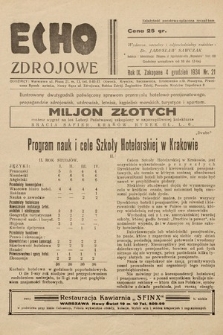 Echo Zdrojowe : ilustrowany dwutygodnik poświęcony sprawom przemysłu hotelowo-pensjonatowego, propagandzie zdrojowisk, uzdrowisk, letnisk, kapielisk morskich, turystyce i sportom. 1934, nr 21