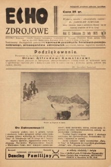 Echo Zdrojowe : ilustrowany dwutygodnik poświęcony sprawom przemysłu hotelowo-pensjonatowego, propagandzie zdrojowisk, uzdrowisk, letnisk, kąpielisk morskich, turystyce i sportom. 1935, nr 4