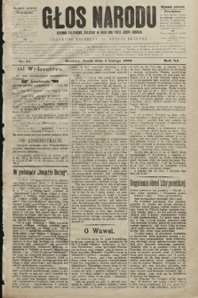 Głos Narodu : dziennik polityczny, założony w roku 1893 przez Józefa Rogosza (wydanie poranne). 1903, nr 34