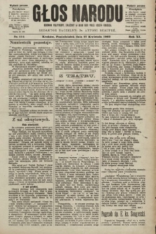 Głos Narodu : dziennik polityczny, założony w roku 1893 przez Józefa Rogosza (wydanie poranne). 1903, nr 114