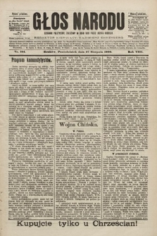 Głos Narodu : dziennik polityczny, założony w roku 1893 przez Józefa Rogosza (wydanie południowe). 1900, nr 194 [ocenzurowany]