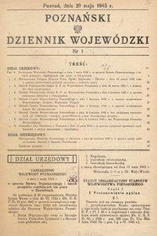 Poznański Dziennik Wojewódzki. 1945, nr 1