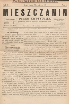 Mieszczanin : pismo krytyczne poświęcone obronie interesów mieszkańców miast. 1904, nr 4