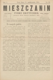 Mieszczanin : pismo krytyczne poświęcone obronie interesów mieszkańców miast. 1904, nr 20