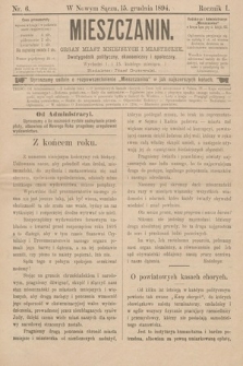 Mieszczanin : organ miast mniejszych i miasteczek : dwutygodnik polityczny, ekonomiczny i społeczny. 1894, nr 6