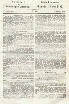 Amtsblatt zur Lemberger Zeitung = Dziennik Urzędowy do Gazety Lwowskiej. 1850, nr 12