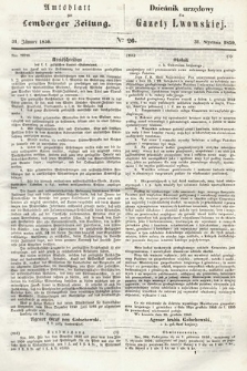 Amtsblatt zur Lemberger Zeitung = Dziennik Urzędowy do Gazety Lwowskiej. 1850, nr 26