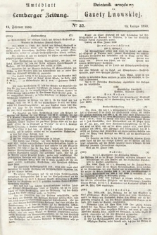 Amtsblatt zur Lemberger Zeitung = Dziennik Urzędowy do Gazety Lwowskiej. 1850, nr 37
