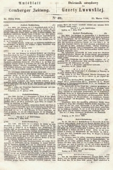 Amtsblatt zur Lemberger Zeitung = Dziennik Urzędowy do Gazety Lwowskiej. 1850, nr 62