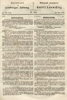 Amtsblatt zur Lemberger Zeitung = Dziennik Urzędowy do Gazety Lwowskiej. 1850, nr 115