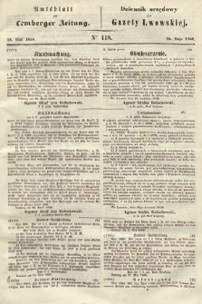 Amtsblatt zur Lemberger Zeitung = Dziennik Urzędowy do Gazety Lwowskiej. 1850, nr 118