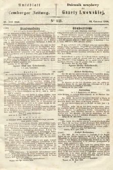 Amtsblatt zur Lemberger Zeitung = Dziennik Urzędowy do Gazety Lwowskiej. 1850, nr 142