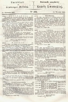 Amtsblatt zur Lemberger Zeitung = Dziennik Urzędowy do Gazety Lwowskiej. 1850, nr 209