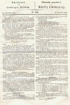 Amtsblatt zur Lemberger Zeitung = Dziennik Urzędowy do Gazety Lwowskiej. 1850, nr 210