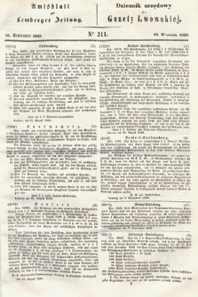 Amtsblatt zur Lemberger Zeitung = Dziennik Urzędowy do Gazety Lwowskiej. 1850, nr 211