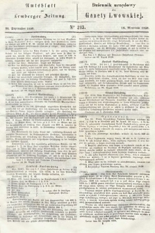 Amtsblatt zur Lemberger Zeitung = Dziennik Urzędowy do Gazety Lwowskiej. 1850, nr 213
