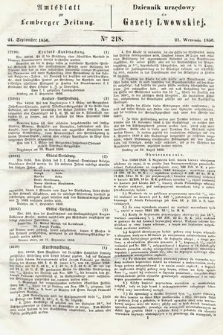 Amtsblatt zur Lemberger Zeitung = Dziennik Urzędowy do Gazety Lwowskiej. 1850, nr 218