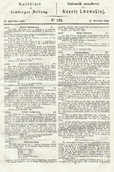 Amtsblatt zur Lemberger Zeitung = Dziennik Urzędowy do Gazety Lwowskiej. 1850, nr 219