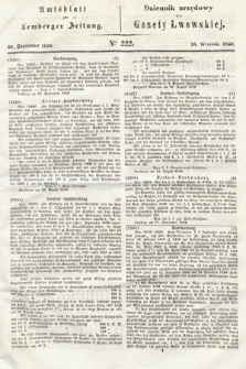 Amtsblatt zur Lemberger Zeitung = Dziennik Urzędowy do Gazety Lwowskiej. 1850, nr 222